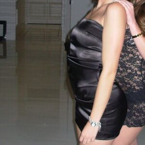 Black satin dress size S